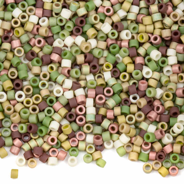 Miyuki 11/0 Olive Garden Mix Delica Seed Beads - #MIX9009, 7.2 gram tube