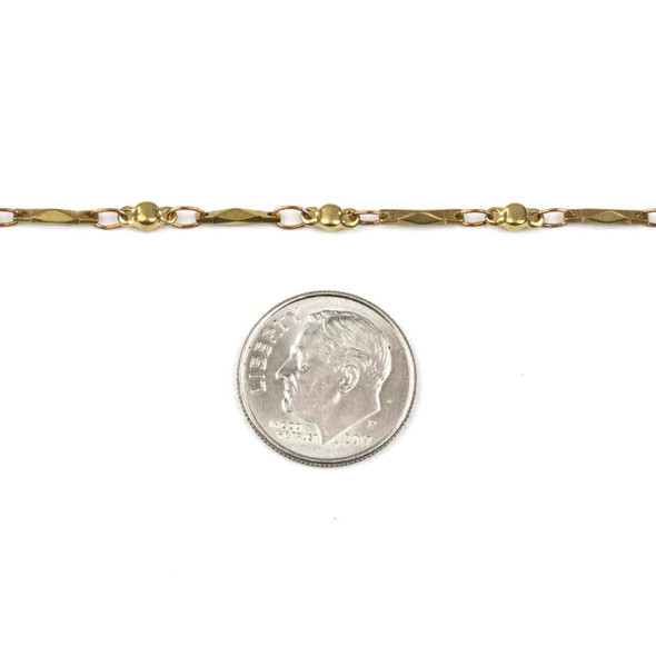 Cherry Tree Beads Coated Brass Chain with 2.5x3.5mm Small Oval Links alternating with 2.5x5.5mm Cushion Links and 1.5x9mm Faceted Bar Links - chain2583vbcoat - 2 meters 