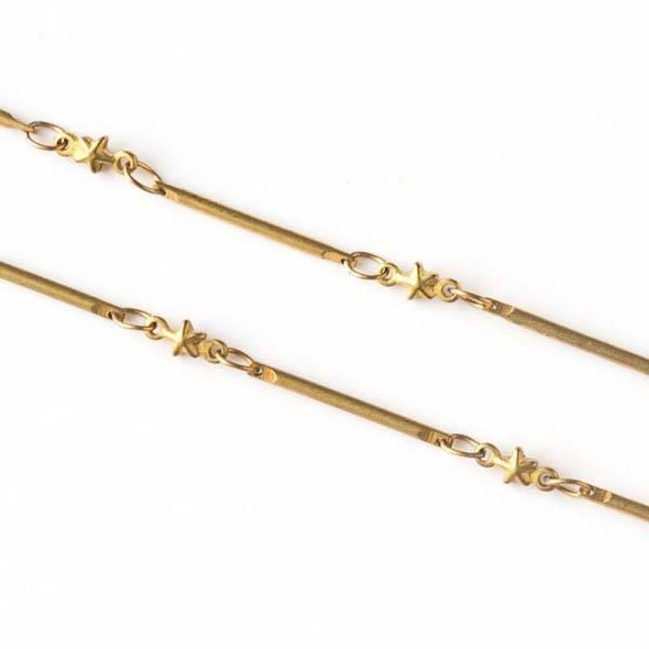 Cherry Tree Beads Coated Brass Chain with 2.5x3.5mm Small Oval Links alternating with 3x6mm Star Links and 1x15mm Bar Links - chain2150vb-sp - 10 meter spool 