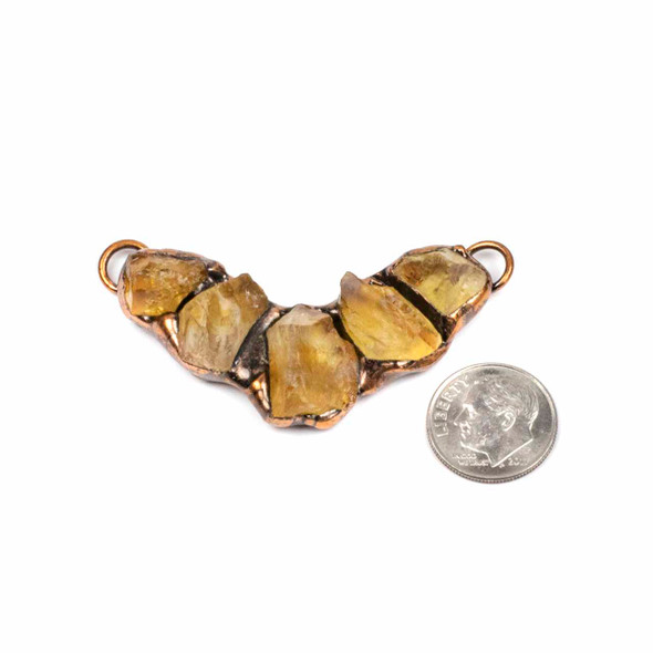 Citrine and Copper approx. 15-25x56-60mm Rough Nugget Curved Link Pendant - 1 per bag