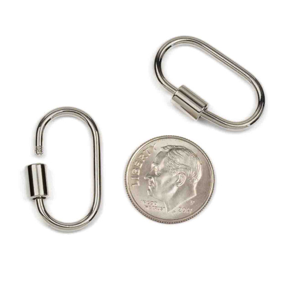 Silver Plated Brass 15x25mm Carabiner Clasps - 3 pieces