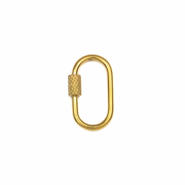 18k Gold Plated Stainless Steel 14x25mm Carabiner Clasp with Textured Locking Sleeve - 1 piece