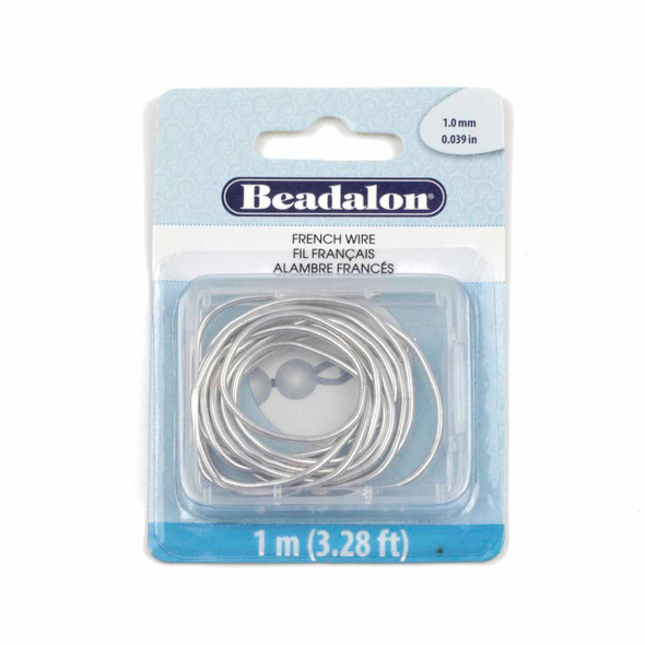 French Wire - 1.0 mm/.039 in, Copper Base, Silver Color, 1 m/3.28 ft