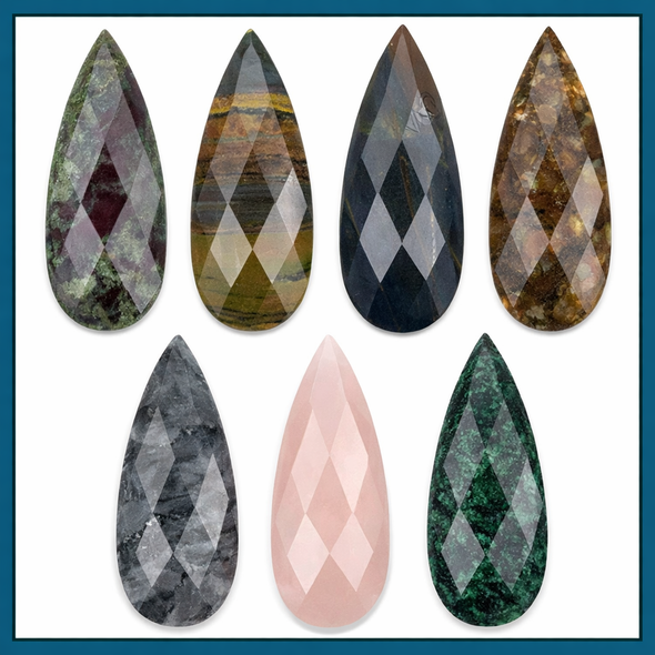 Gemstone 15x40mm Top Side Drilled Faceted Teardrop Pendant - 1 piece