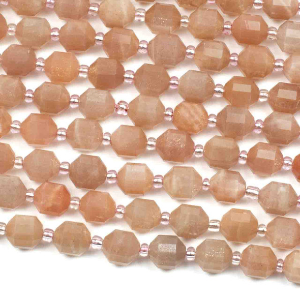Sunstone 7x8mm Faceted Prism Beads - 15 inch strand