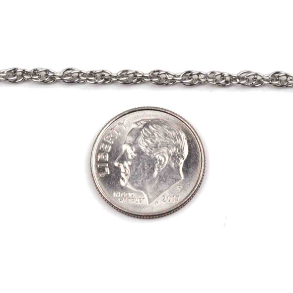 Natural Silver Stainless Steel 2.5mm Rope Chain - 2 meters, SS05s-2m