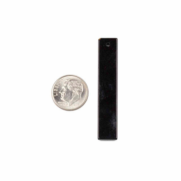Onyx 9x50mm Top Front to Back Drilled Long Rectangle Pendant - 1 per bag