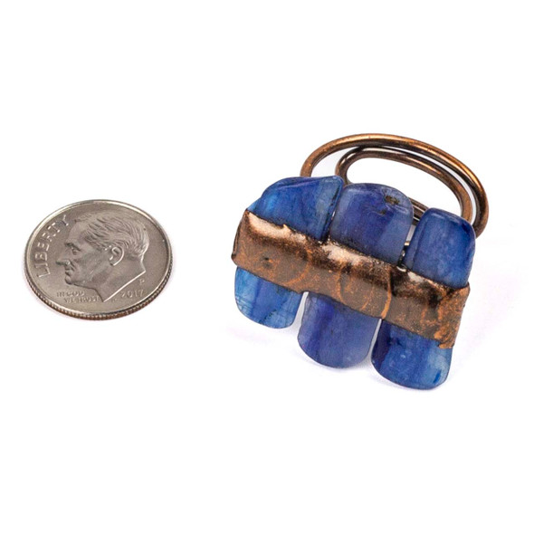 Kyanite Stick and Copper Adjustable Ring - approx. 25x42mm, 1 per bag