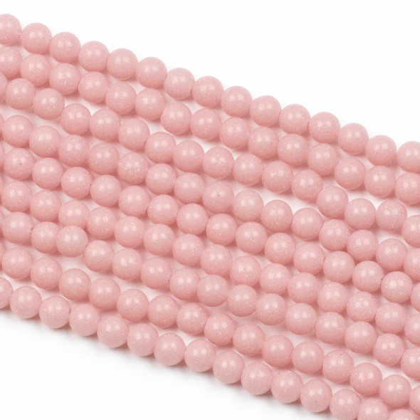 Glow-in-the-Dark Glass Round Beads - 4mm, Pink #6, 15 inch strand