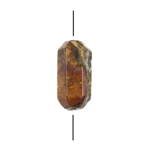 Brown Agate approx. 13x26mm Horizontally Drilled Hexagonal Double Point Focal Bead - 1 piece