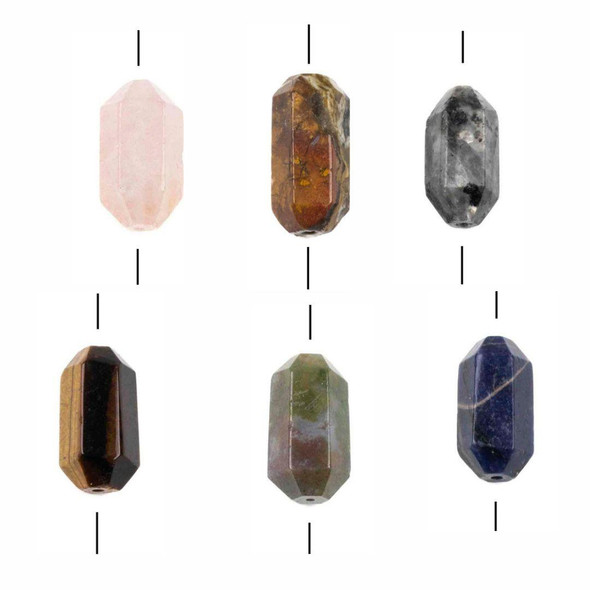 Cherry Tree Beads Gemstone 13x26mm Hexagonal Double Point Focal Bead - 1 piece 
