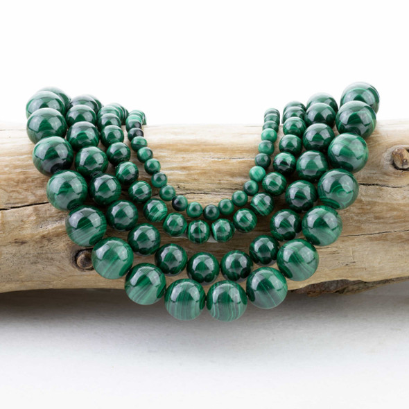 natural malachite gemstone beads with distinctive green tones and unique natural patterns