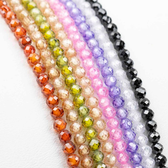 Cherry Tree Beads Cubic Zirconia 3mm Faceted Round Beads - 15 inch strand 