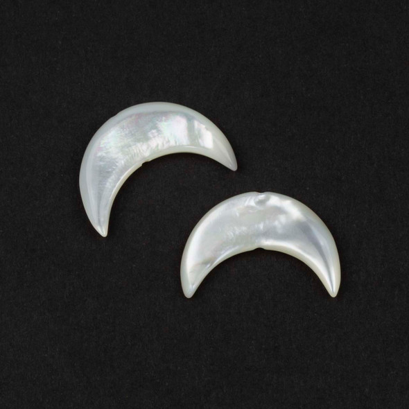 White Shell 13x20mm Vertical Drilled Crescent Moon Focals - 2 pieces
