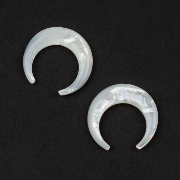 White Shell 20mm Vertical Drilled Crescent Moon Focals - 2 pieces