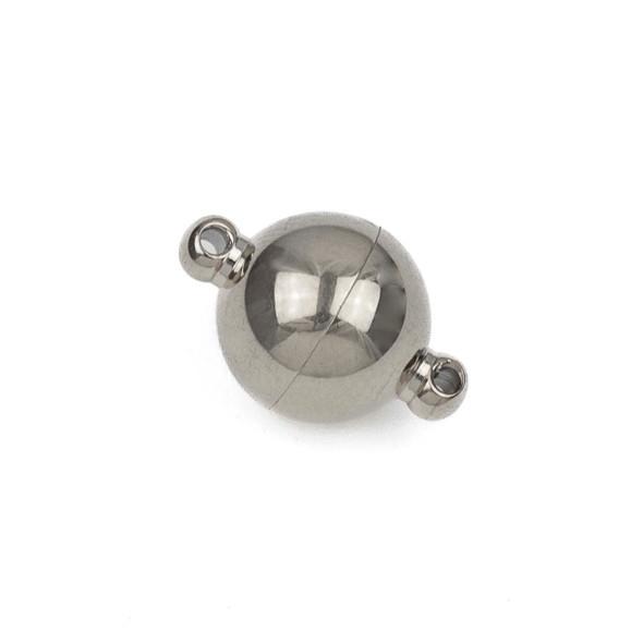 Natural Silver Stainless Steel 10x15mm Magnetic  Smooth Round Clasps - 3 sets