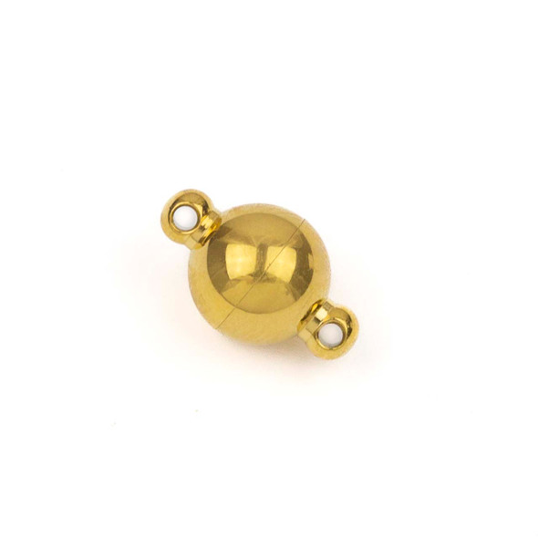 18k Gold Plated Stainless Steel 8x13mm Magnetic  Smooth Round Clasps - 3 sets