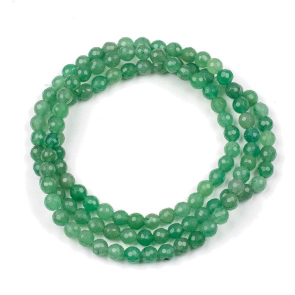 Green Aventurine 6mm Mala Faceted Round Beads - 115 beads per strand