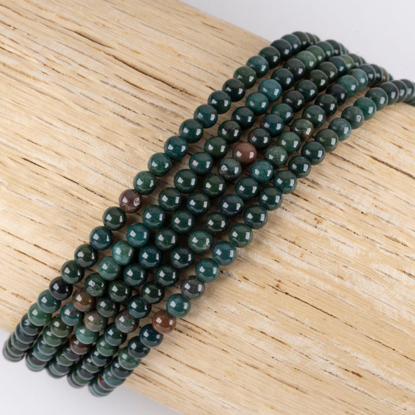 Cherry Tree Beads Bloodstone 4mm Round Beads - 15 inch strand  Cherry Tree Beads Bloodstone 4mm Round Beads - 15 inch strand