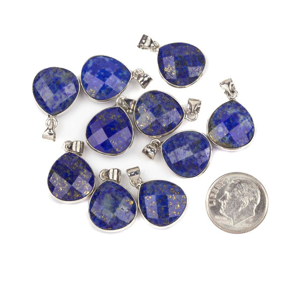 Lapis 14x18mm Almond Drop with a Silver Plated Brass Bezel & Bail - 1 piece