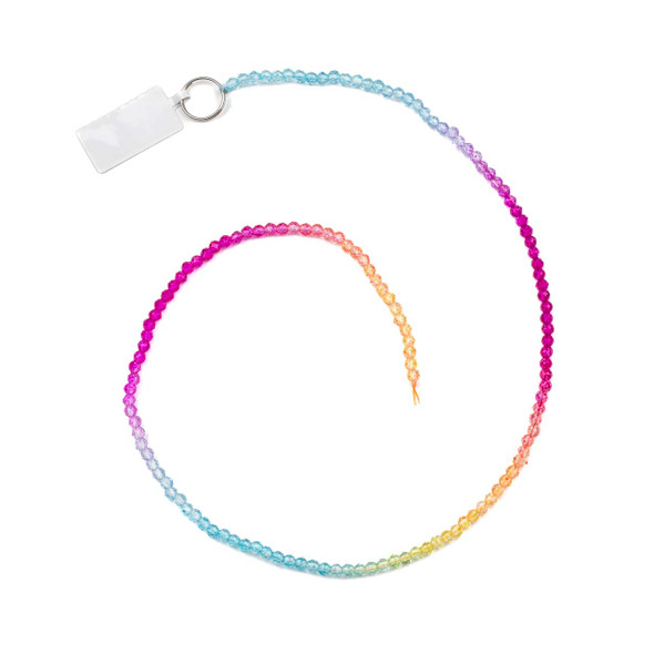 Crystal 2x3mm Ombre Neon Rainbow Rondelle Beads -14 inch strand, Color #22