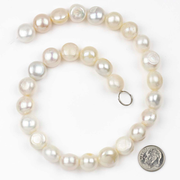 Fresh Water Pearl 12-15mm White Nugget Pearl Beads - 14 inch strand