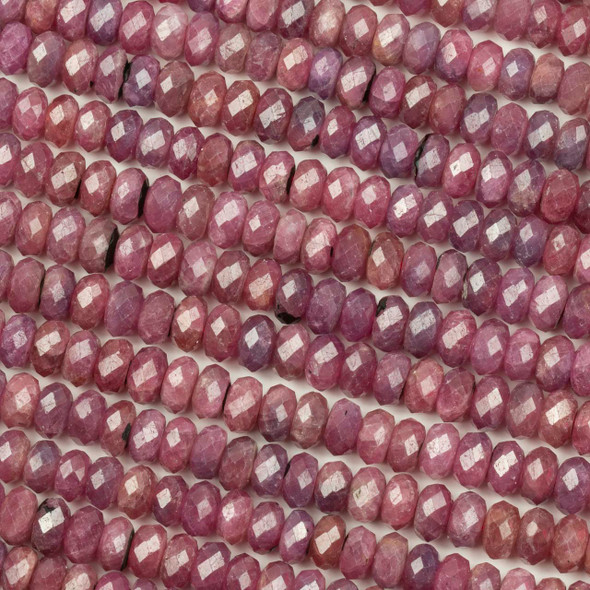 Ruby 4-5x7mm Faceted Rondelle Beads - 8 inch strand