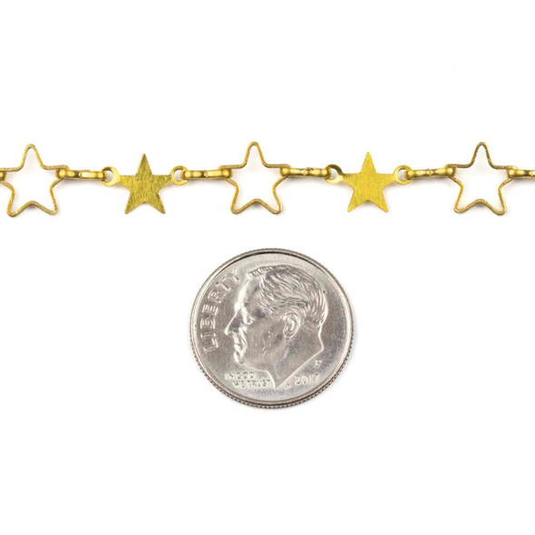 Cherry Tree Beads Brass Chain with 8mm Star Links alternating with 7mm Solid Star Links - chainHX-2394-sp - 10 meter spool 