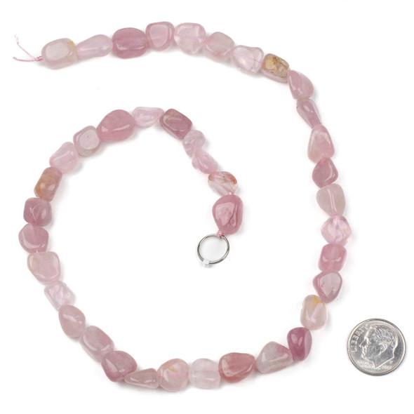 Madagascar Rose Quartz 8x10mm Pebble Beads - 15 inch strand