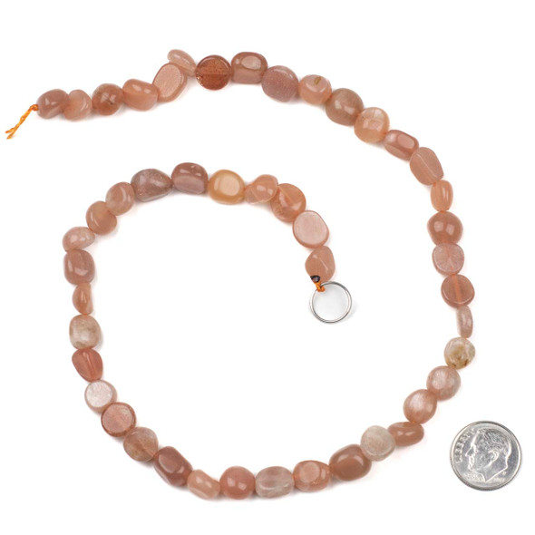 Peach Moonstone 8x10mm Pebble Beads - 15 inch strand