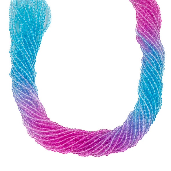 Crystal 2x3mm Ombre Bright Pink & Blue Rondelle Beads -14 inch strand, Color #2