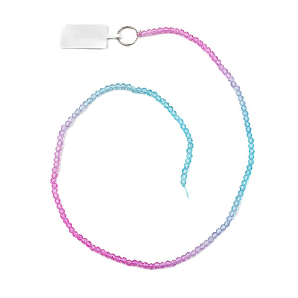 Crystal 2x3mm Ombre Bright Pink & Blue Rondelle Beads -14 inch strand, Color #2
