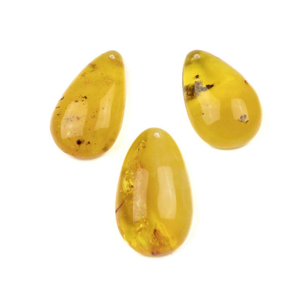 Cherry Tree Beads Amber approx. 16x27-23x33mm Top Front Drilled Teardrop Pendant with a Flat Back - 1 per bag 