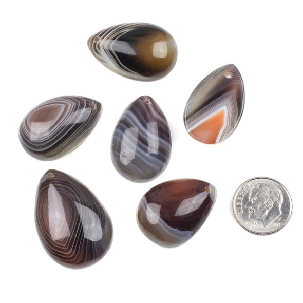 Cherry Tree Beads Botswana Agate approx. 20-30mm Top Front Drilled Teardrop Pendant with a Flat Back - 1 per bag