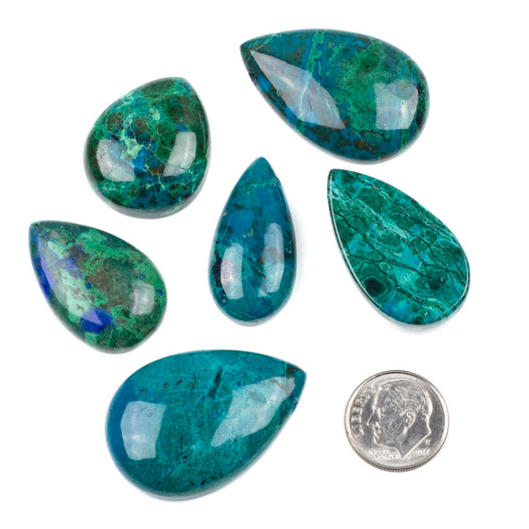 Chrysocolla approx. 18x26-26x41mm Top Side Drilled Teardrop Pendant with a Flat Back - 1 per bag