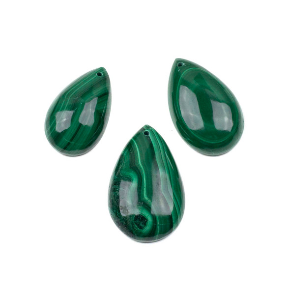 Malachite approx. 16x21-23x30mm Top Front Drilled Teardrop Pendant with a Flat Back - 1 per bag