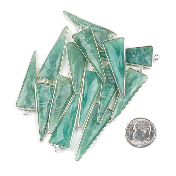 Amazonite approximately 13x39mm Faceted Triangle Drop with Sterling Silver Bezel - 1 piece