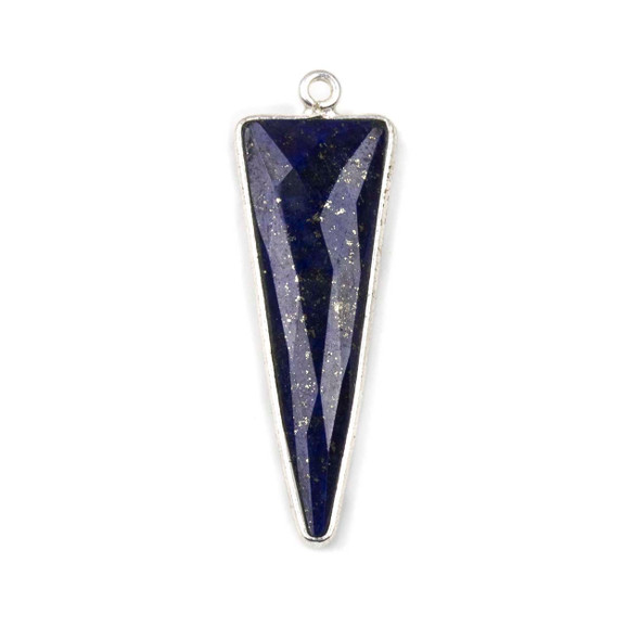 Lapis approximately 13x39mm Faceted Triangle Drop with Sterling Silver Bezel - 1 piece