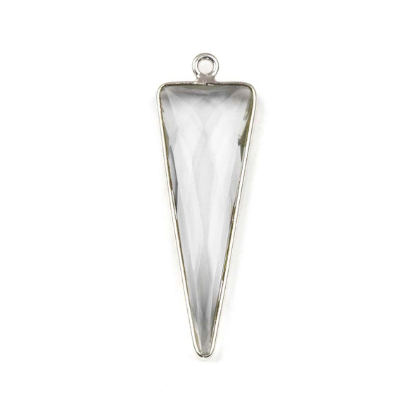 Cherry Tree Beads Clear Quartz approximately 13x39mm Faceted Triangle Drop with Sterling Silver Bezel - 1 piece 