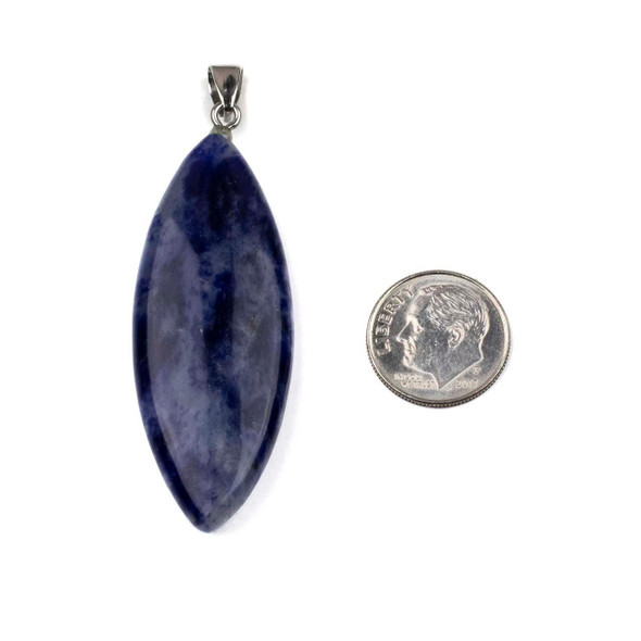 Cherry Tree Beads Sodalite 20x55mm Marquise Pendant with Silver Plated Bezel and Bail - 1 per bag