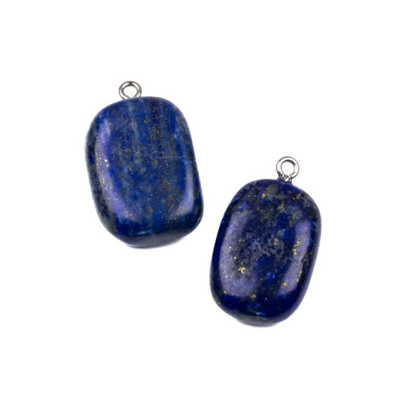 Lapis 17x24mm Pebble Pendants with Stainless Steel Loop - 2 per bag