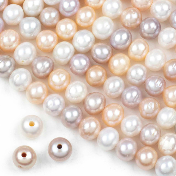 Cherry Tree Beads Large Hole Freshwater Pearl 10-11mm Pink Mix Potato Beads with a 2mm Large Hole - approx. 8 inch strand 