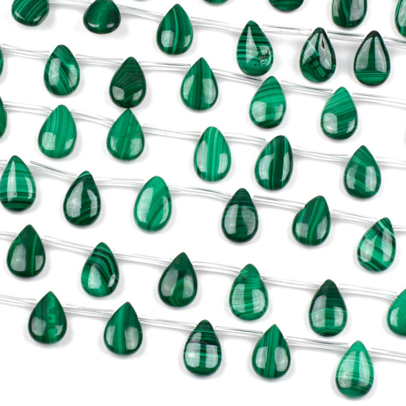 Malachite 8x12mm Top Side Drilled Teardrop Beads - 20 inch strand