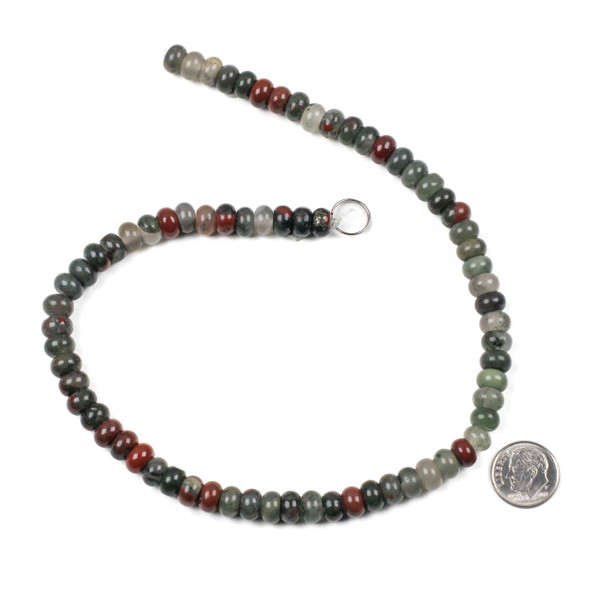 African Bloodstone 5x8mm Rondelle Beads - 15 inch strand