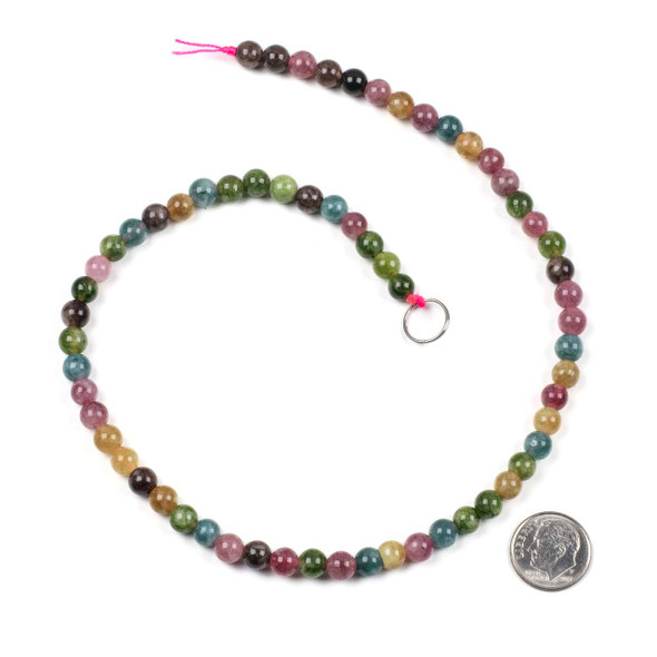 Dyed Jade 6mm Tourmaline Mix Round Beads - 15 inch strand