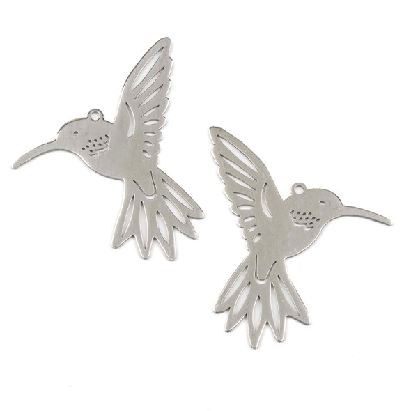 Silver 304 Stainless Steel 34x38mm Hummingbird Components - 2 per bag