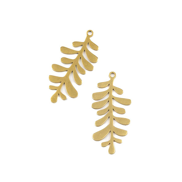 18k Gold Plated 304 Stainless Steel 15x31mm Leaf Components - 2 per bag