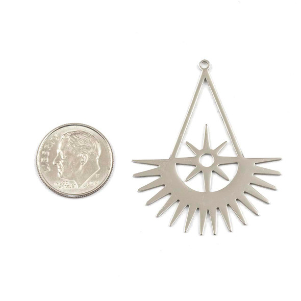 Cherry Tree Beads Silver 304 Stainless Steel 34.5x42mm Star Burst Teardrop Components - 2 per bag 