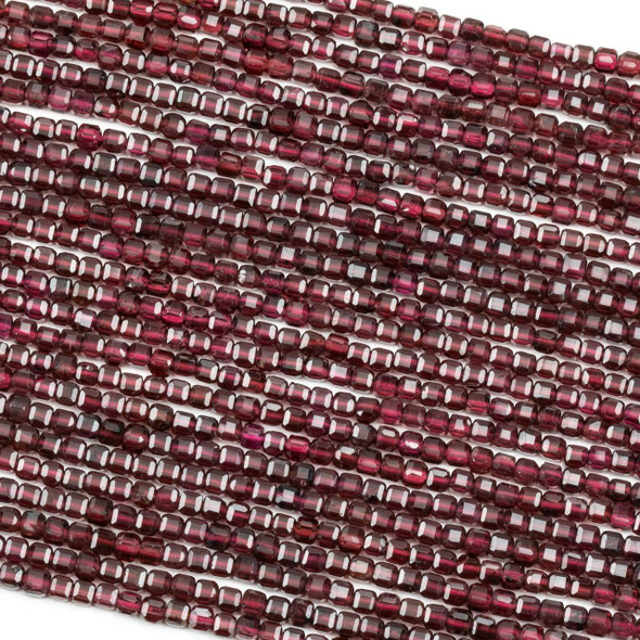 Garnet 2mm Faceted Cube Beads - 15 inch strand