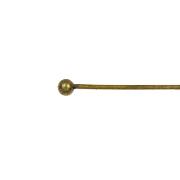 Vintage Bronze Plated Brass 2.4 inch, 22g Headpins/Ballpins with a 2mm Ball - 100 per bag